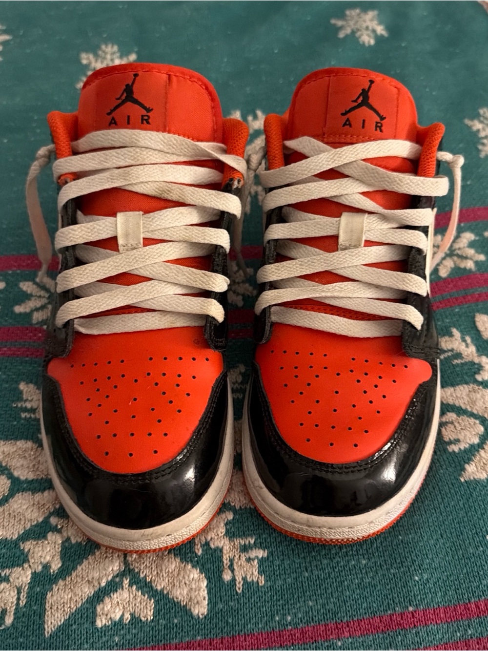 Jordan Kids High-Top Sneakers in Orange and Black